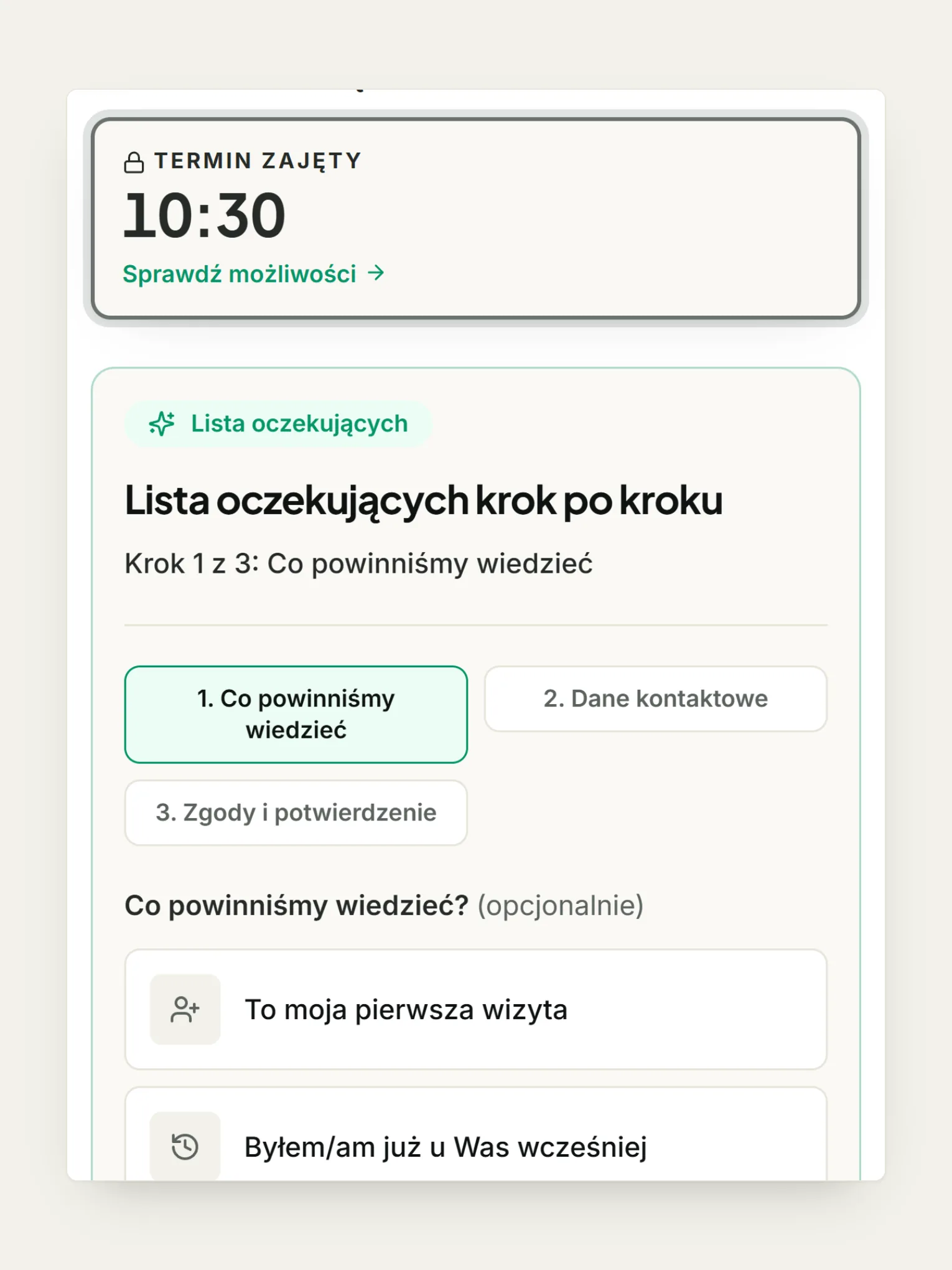 Zajęty termin: zapis na listę oczekujących