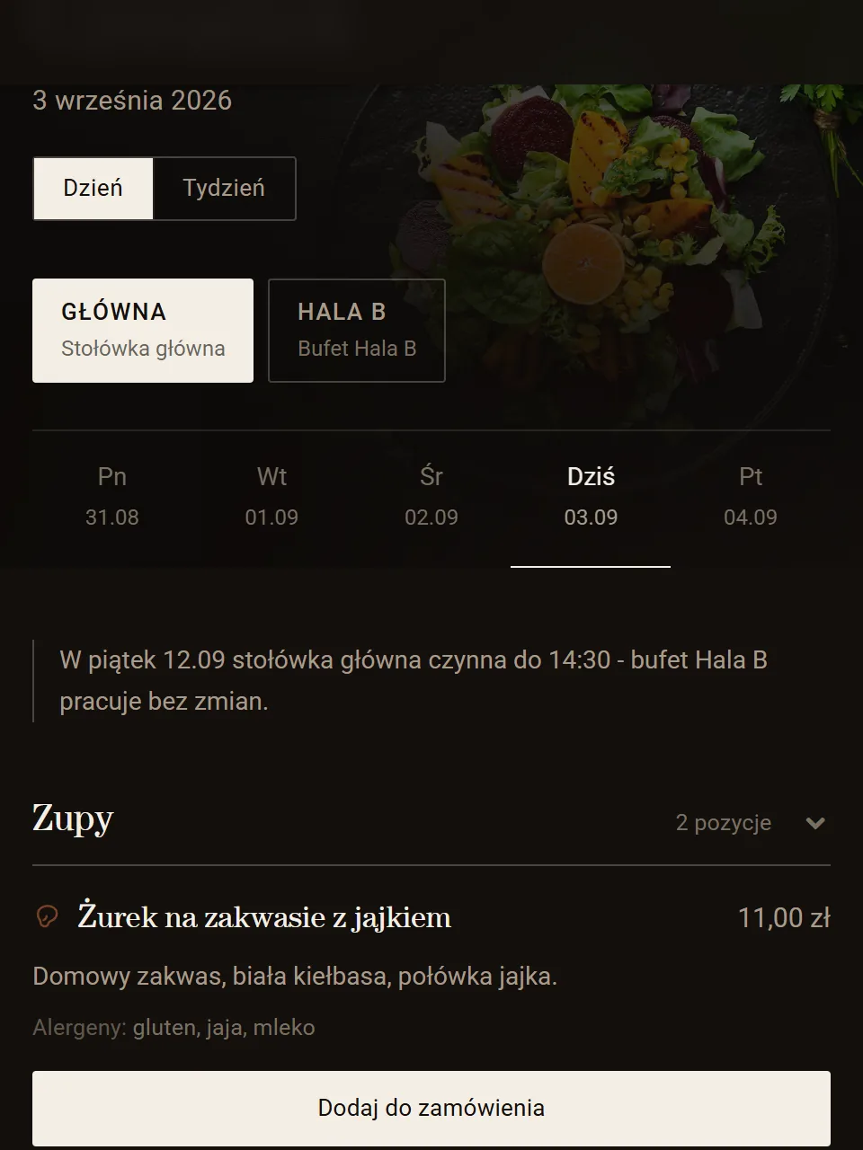 Krok 1: wybór punktu wydawania i dnia