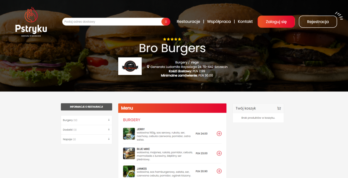 food ordering restaurant page